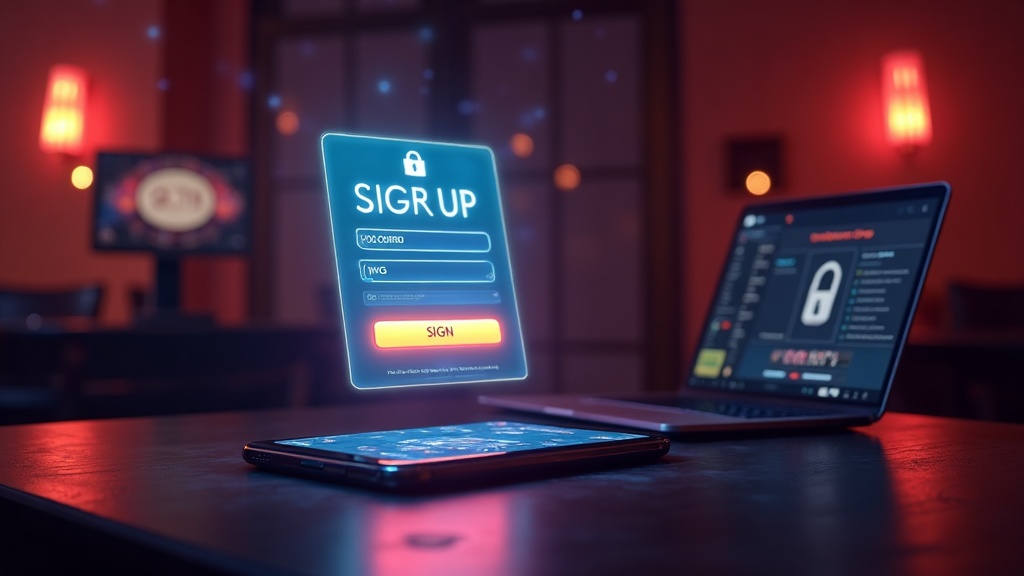 Registrierungsformular für ein Casino-Konto auf Smartphone und Laptop