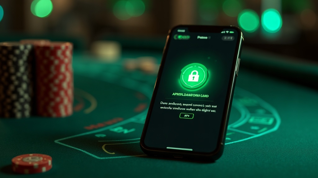 Android-Smartphone mit APK-Download in dunkler Casino-Atmosphäre