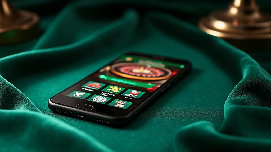 iPhone mit mobiler Casino-Oberfläche im dunklen Ambiente